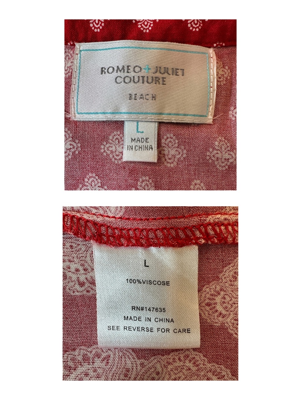 Americana Red Swim Coverup with Tassels Romeo & Juliet Couture - Size L - Picture 5 of 5